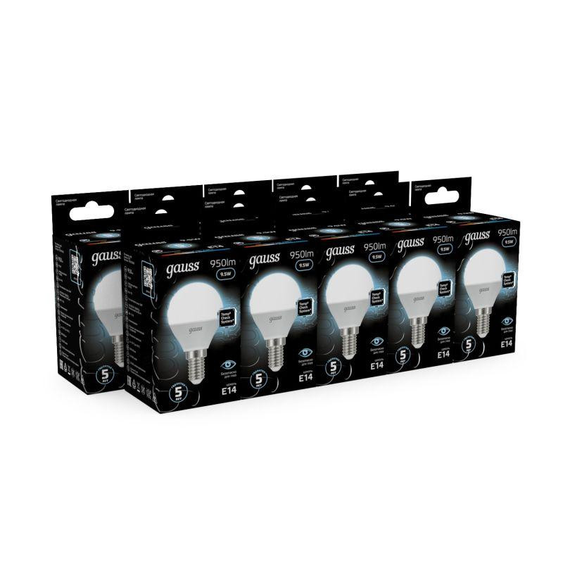 картинка Лампа светодиодная Black 9.5Вт P45 шар 4100К нейтр. бел. E14 950лм GAUSS 105101210