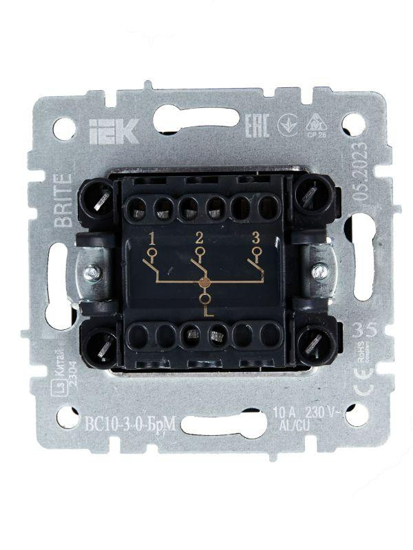 картинка Выключатель 3-кл. СП BRITE ВС10-3-0-БрМ 10А механизм маренго IEK BR-V30-0-10-K35