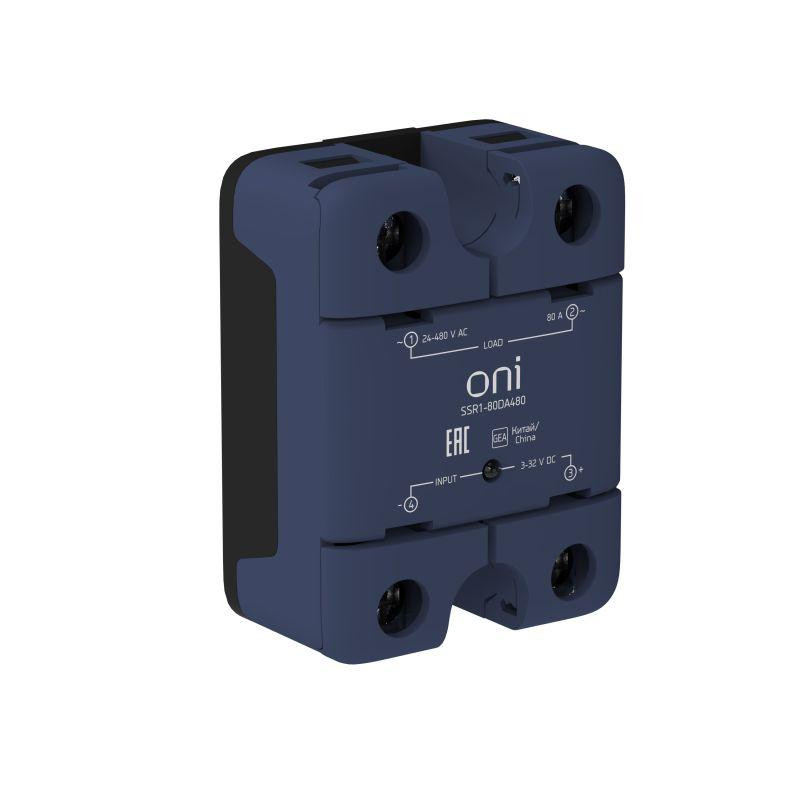 Реле твердотельное SSR1 80А 3-32В DC 24-480В AC ONI SSR1-80DA480