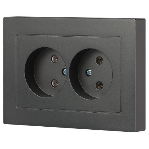 Розетка 2-м СП Accent 6-204-07 16А IP20 250В 2P AL/CU графит Intro Б0063435