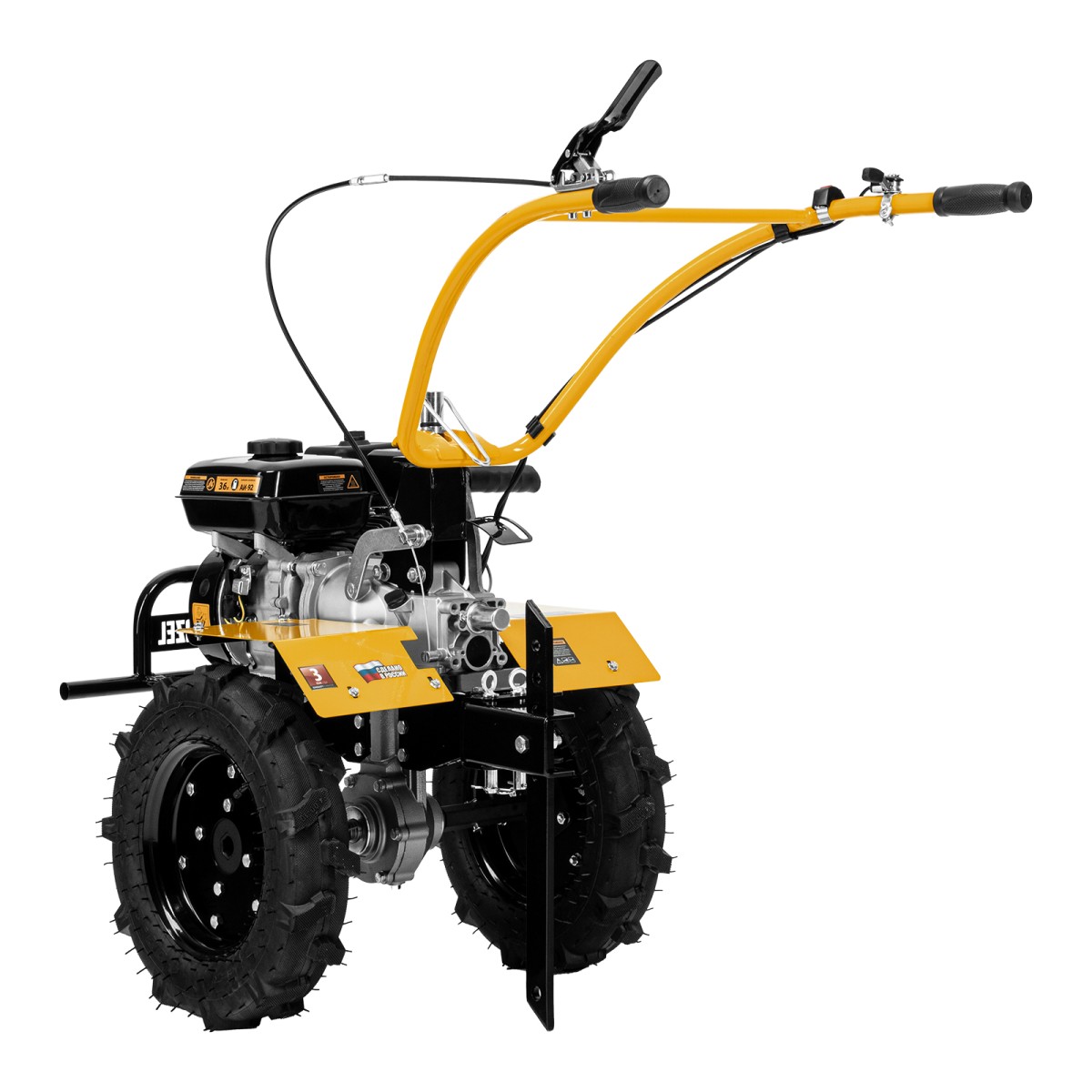 Мотоблок DPT-370X, 7 л.с, дисковое сцепление, ширина 90 см, глубина 35 см, фрез 3 х 4, ВОМ, передачи 3В/1Н Denzel