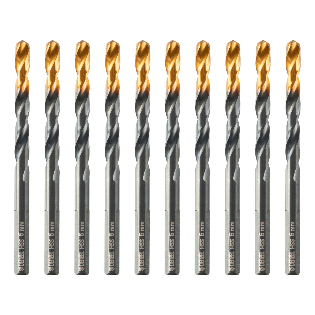 Сверло по металлу, 6 мм, HSS-Tin, Golden Tip, 10 шт. Denzel