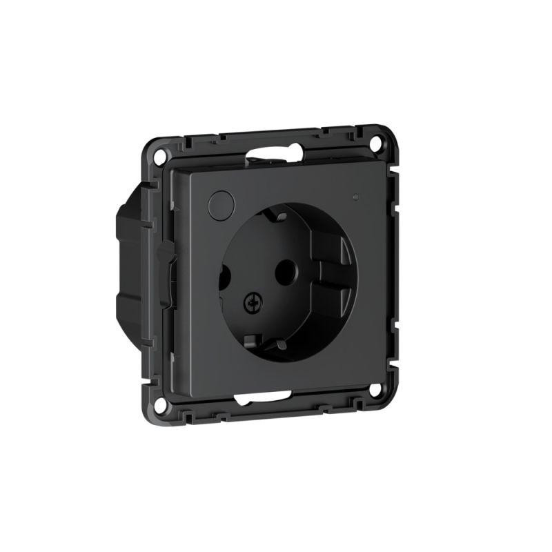 картинка Розетка AtlasDesign Smart 16А L+N с заземл. защ. шторки Zigbee механизм карбон SE ATN001045Z
