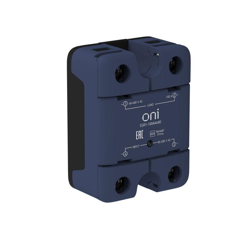 Реле твердотельное SSR1 100А 90-280В AC 48-480В AC ONI SSR1-100AA480