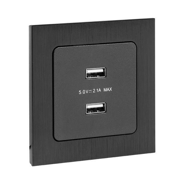 картинка Розетка USB 2-м Стокгольм 2.1А механизм черн. PROxima EKF EZR16-028-10-2USB