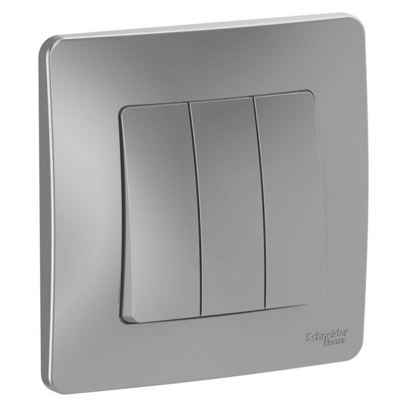 картинка Выключатель 3-кл. СП Blanca 10А IP20 (сх. 1+1+1) 250В алюм. SE BLNVS100503