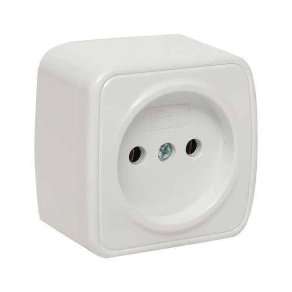 картинка Розетка 1-м ОП Минск 10А IP20 без заземл. бел. Basic EKF EGR10-022-10