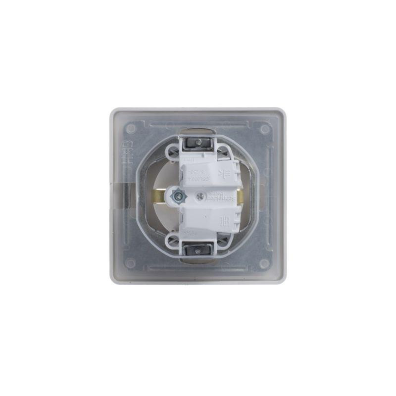 картинка Розетка 1-м СП Glossa 16А IP44 с заземл. защ. шторки с крышкой в сборе перламутр. SE GSL000648