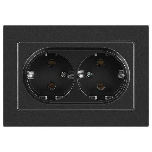 картинка Розетка 2-м СП Accent 6-205-07 16А IP20 250В 2P+E Schuko AL/CU графит Intro Б0063496