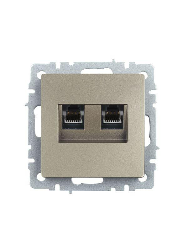 картинка Розетка компьютерная двойн. СП RJ45 кат.5E BRITE РК10-2-БрШ механизм шампань IEK BR-K20-1-K37