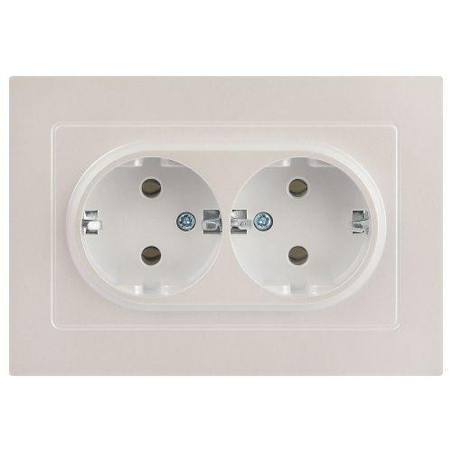 Розетка 2-м СП Accent 6-205-06 16А IP20 250В 2P+E Schuko AL/CU перламутр. Intro Б0063495