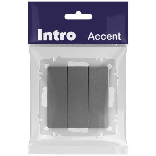 Выключатель 3-кл. СП Accent 6-106-07 10А IP20 250В AL/CU графит Intro Б0063544