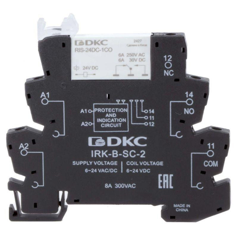 Реле интерфейсное 1CO ком. ток 6А AgSnO2 напряжение 12В AC/DC винтовые клеммы DKC IRK-12UC-1CO