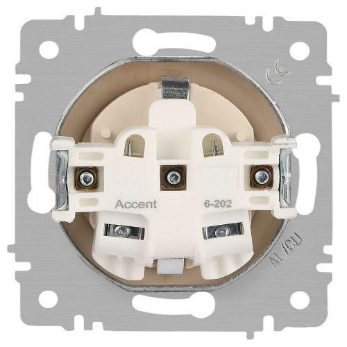 картинка Розетка 1-м СП Accent 6-202-03 16А IP20 250В 2P+E Schuko алюм. Intro Б0063686