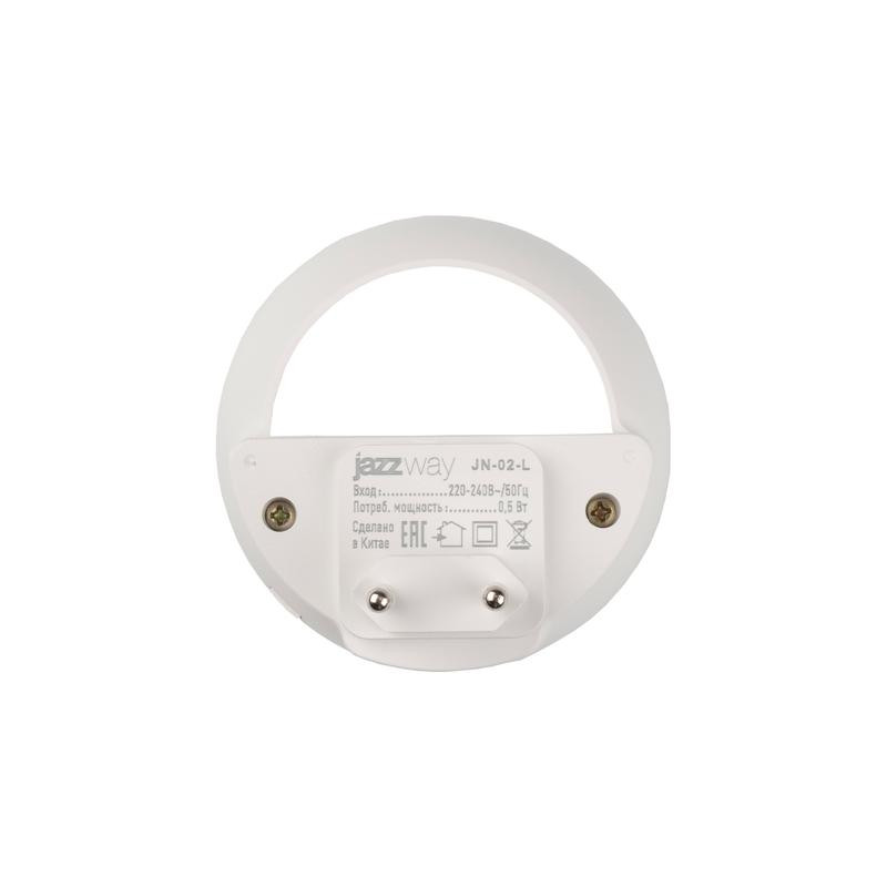 картинка Светильник светодиодный JN-02-L 0.5Вт 6500К IP20 ночник в розетку датчик освещенности JazzWay 5062009