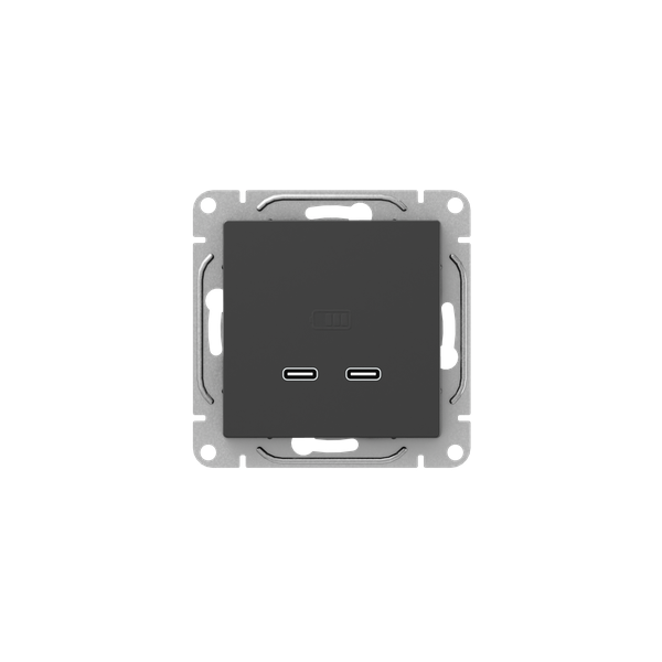 картинка Розетка 2-м СП Эпика USB-C механизм черн. EKF UP1-SOB-2USBC