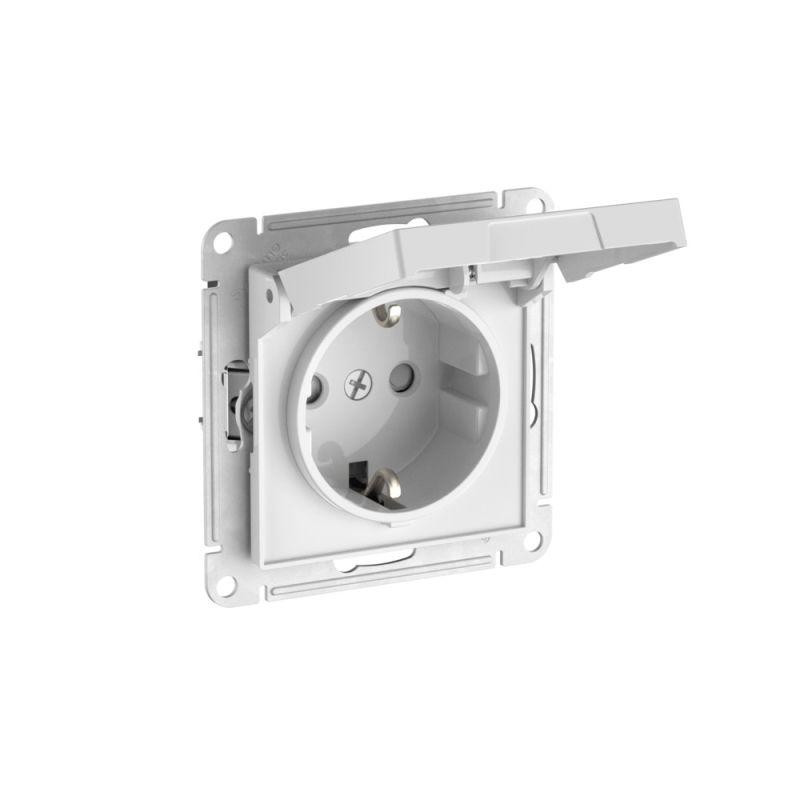 картинка Розетка AtlasDesign 16А IP20 с заземл. защ. шторки с крышкой быстрозажим. клем. механизм бел. SE ATN000146S