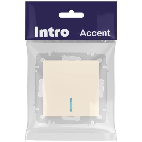 картинка Выключатель 1-кл. СП Accent 6-102-02 10А IP20 250В с подсветкой AL/CU сл. кость Intro Б0063428