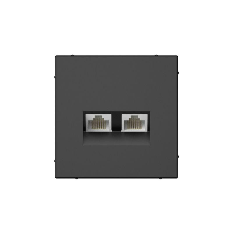 Розетка компьютерная 2-м ArtGallery RJ45 + RJ45 кат.5E механизм базальт SE GAL001485