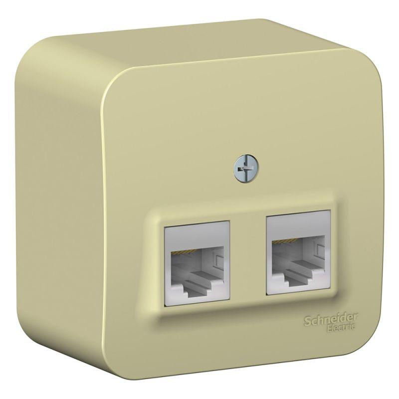картинка Розетка компьютерная 2-м ОП Blanca RJ45 кат.5E с изолир. пластиной беж. SE BLNIA045457