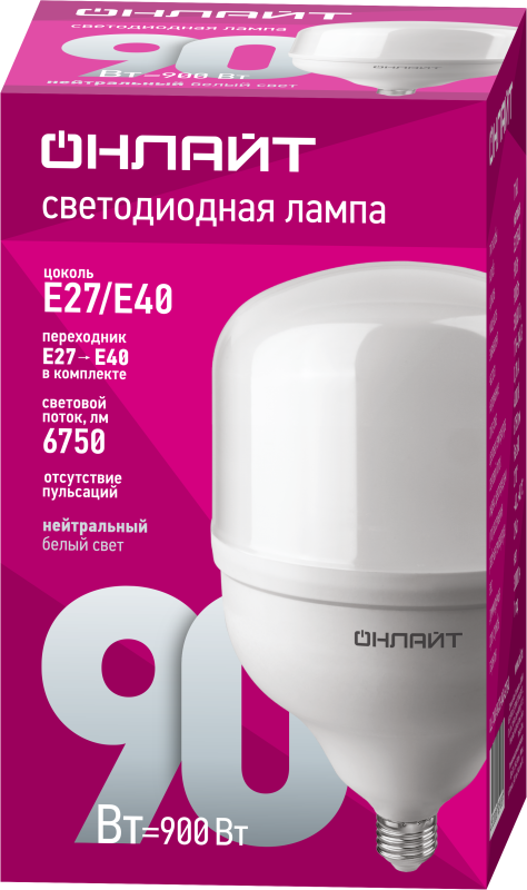 картинка Лампа светодиодная высокомощная 82 908 OLL-T160-90-230-840-E27E40 90Вт 4000К нейтр. бел. E27/E40 ОНЛАЙТ 82908