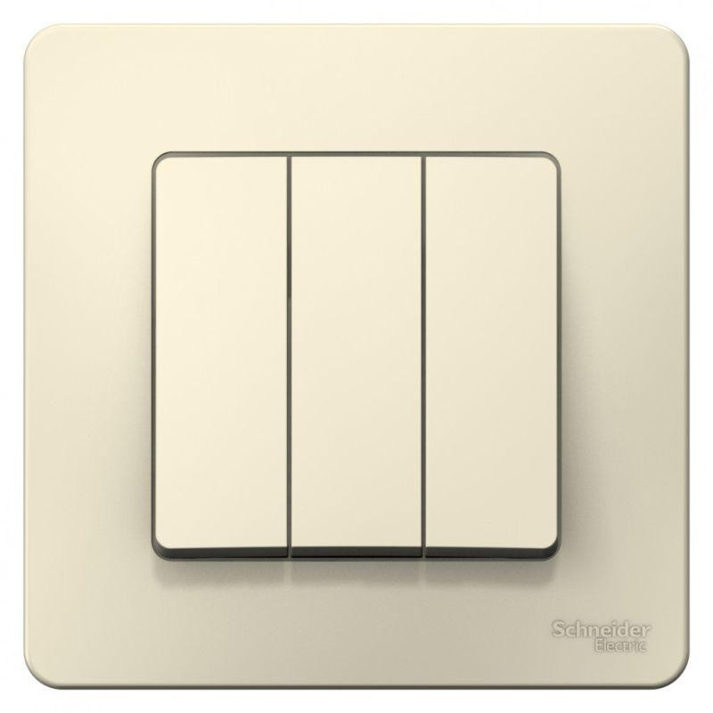картинка Выключатель 3-кл. СП Blanca 10А IP20 (сх. 1+1+1) 250В молочн. SE BLNVS100502