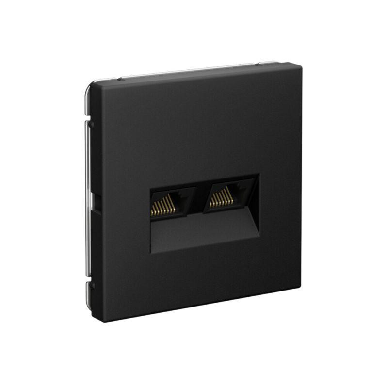 картинка Розетка компьютерная 2-м ArtGallery RJ45 + RJ45 кат.5E механизм карбон SE GAL001085