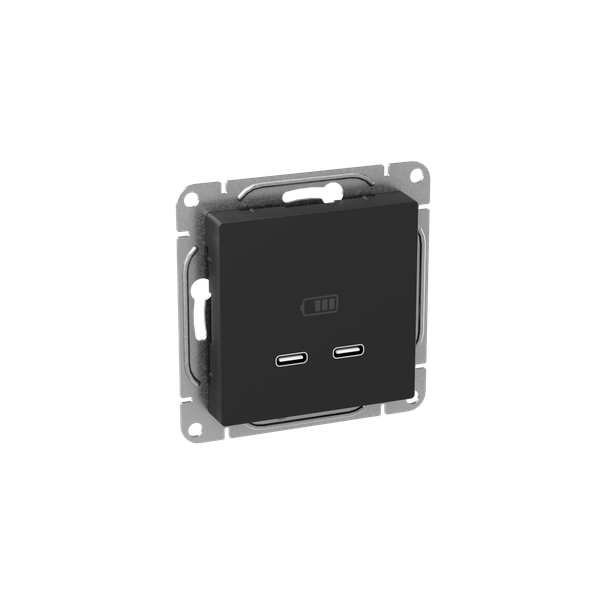 Розетка 2-м СП Эпика USB-C механизм черн. EKF UP1-SOB-2USBC