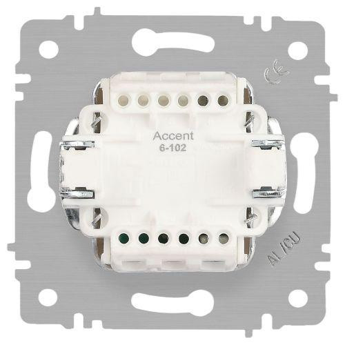 картинка Выключатель 1-кл. СП Accent 6-102-02 10А IP20 250В с подсветкой AL/CU сл. кость Intro Б0063428