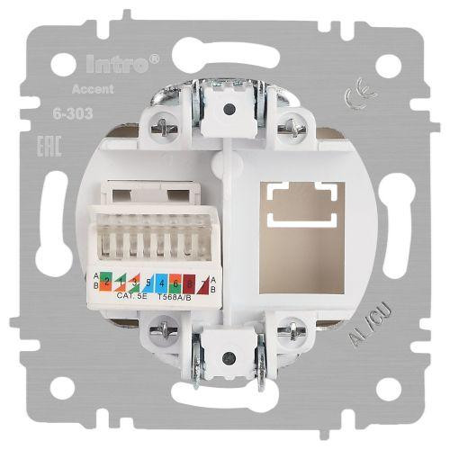 картинка Розетка компьютерная 1-м СП Accent 6-303-02 RJ45 IP20 сл. кость Intro Б0063627