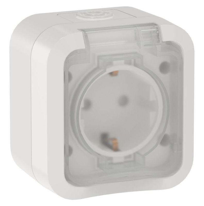 Розетка 1-м ОП TORS 16А IP55 TS320 с заземл. с крышкой бел. IEK TS-R16-16-55-K01