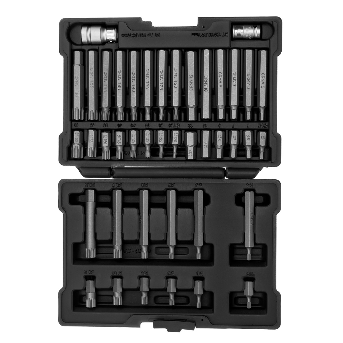 картинка Набор бит HEX, Torx , SPLine, хвостовик-шестигранник 1/2, CrV, 42 шт. Stels