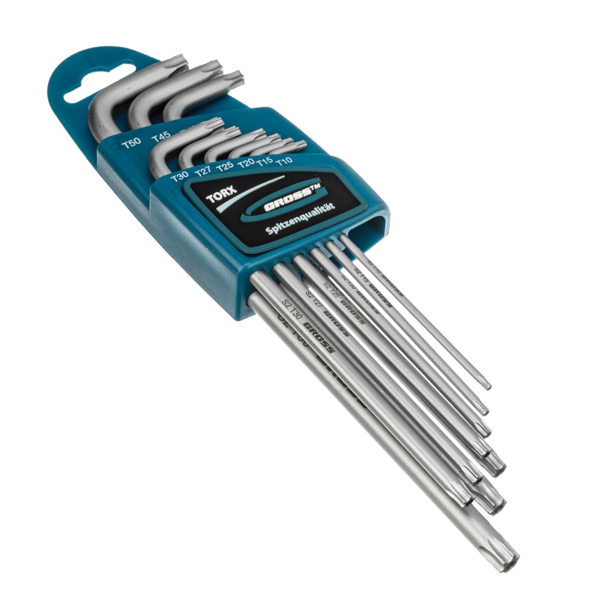 картинка Набор ключей имбусовых Torx -TT, 9 шт: T10-T50, экстра-длинные, S2, сатинированные Gross
