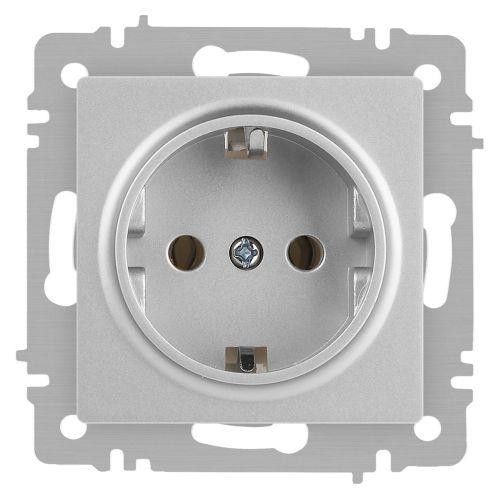картинка Розетка 1-м СП Accent 6-202-03 16А IP20 250В 2P+E Schuko алюм. Intro Б0063686