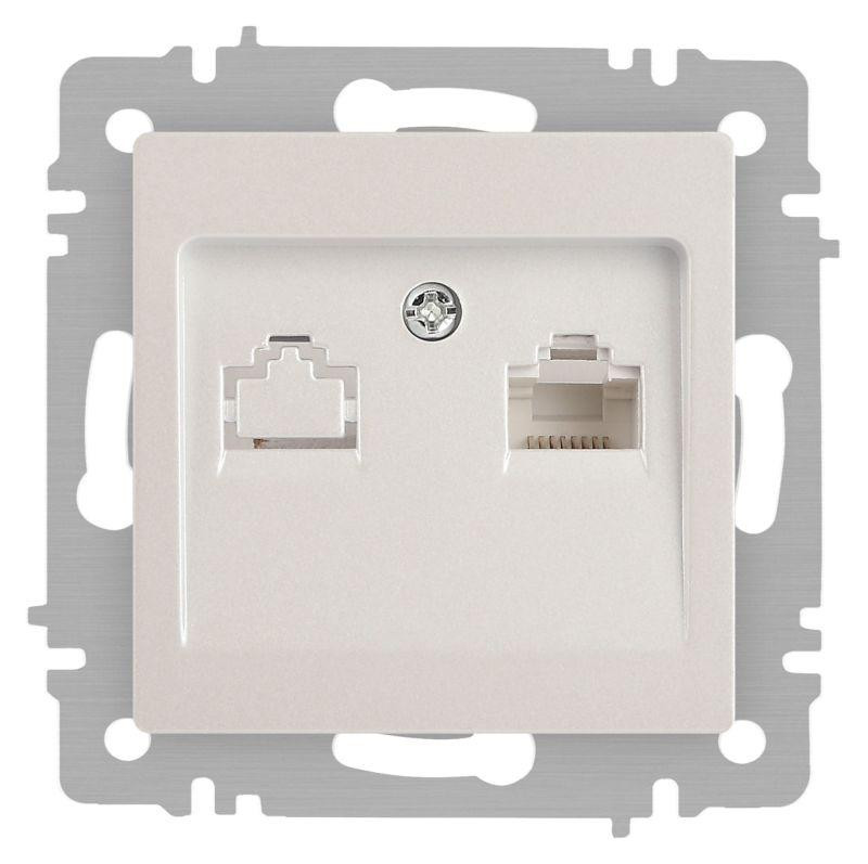 Розетка компьютерная 1-м СП Accent 6-303-06 RJ45 IP20 перламутр. Intro Б0063636