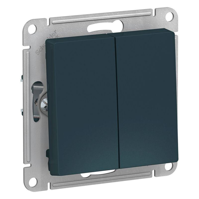 картинка Переключатель проходной 2-кл. СП AtlasDesign 10А IP20 (сх. 6/2) 10AX механизм изумруд SE ATN000865