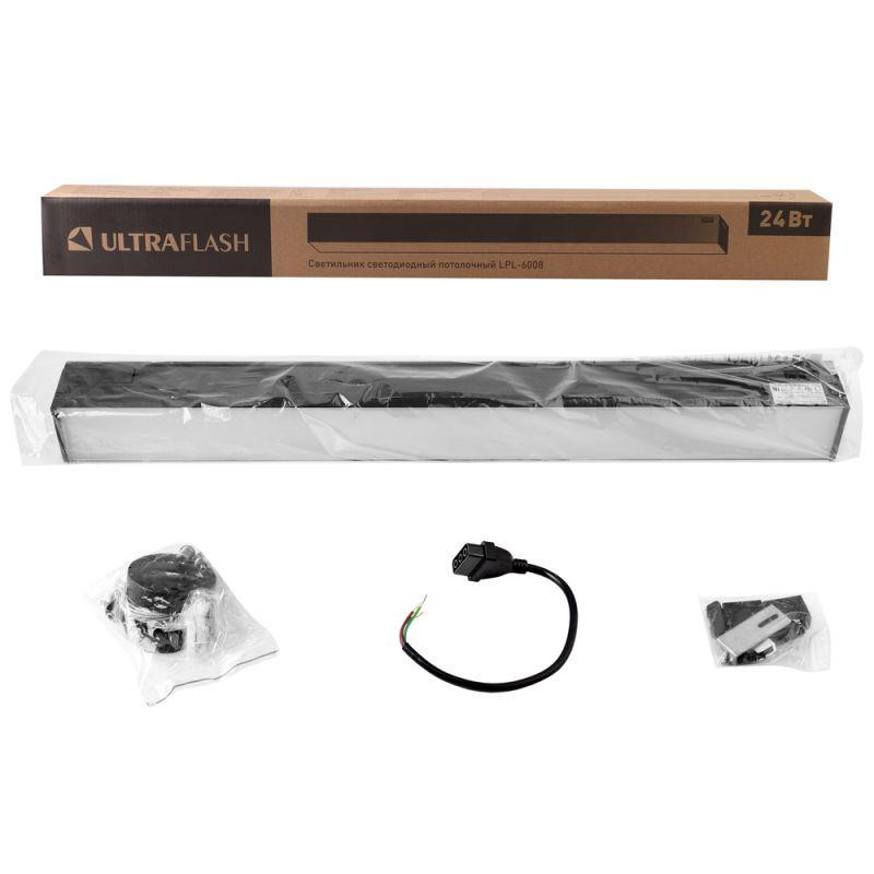картинка Светильник светодиодный офисный LPL-6008 600х55х55 24Вт 4000К LED черн. Ultraflash 15546
