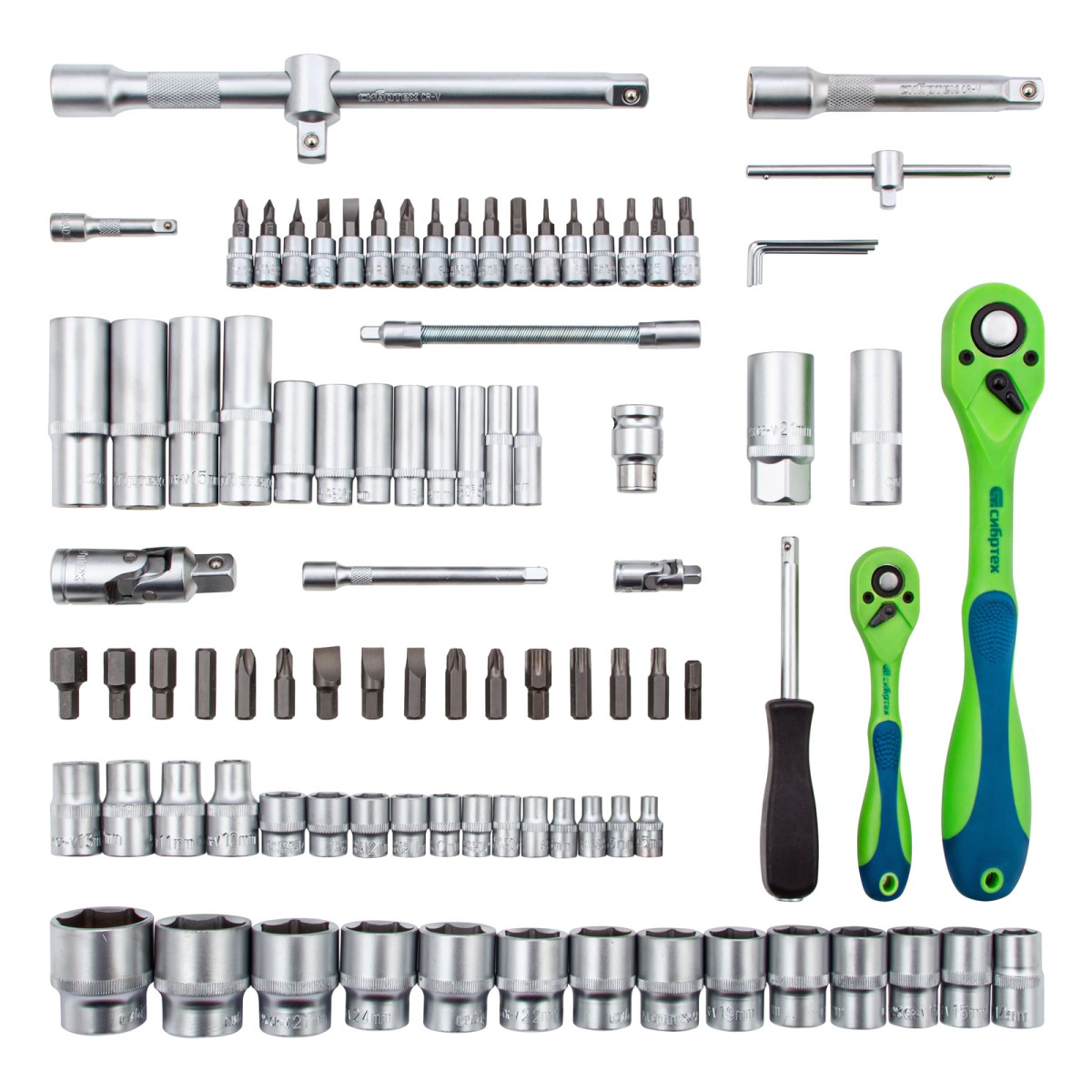 картинка Набор инструментов 94 предмета, CrV, 1/2", 1/4" Сибртех