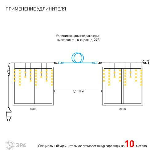 Гирлянда светодиодная "Бахрома" 2мх1м 62LED 24В IP44( без трансформатора Б0041911) тепл. свет ЭРА Б0041907