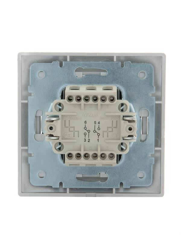картинка Переключатель проходной 2-кл. СП Mira 10А IP20 со вставкой сер. метал. LEZARD 701-1010-106