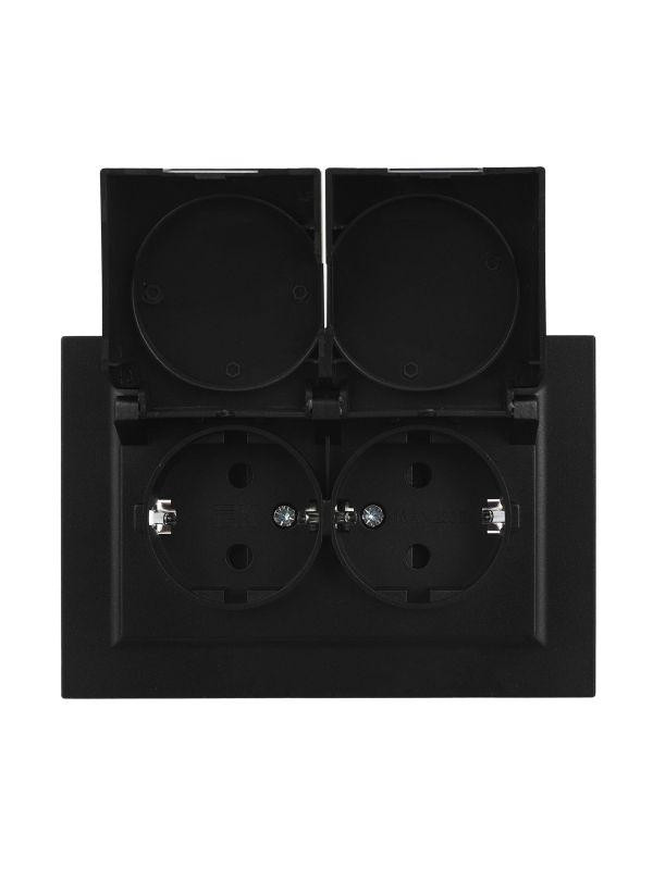 картинка Розетка 2-м СП BRITE РСбш12-3-44-БрЧ 16А в сборе IP44 с крышкой черн. IEK BR-R26-16-44-K02-F