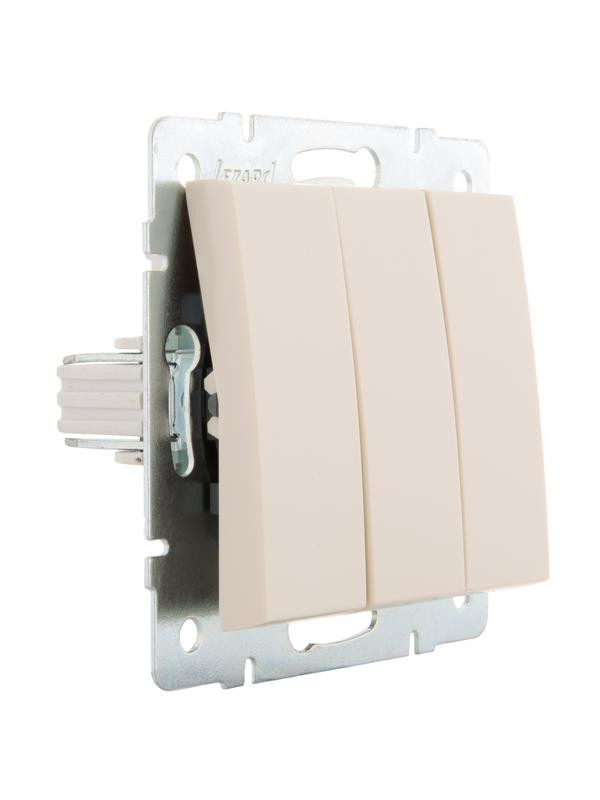 картинка Выключатель 3-кл. СП Rain IP20 механизм крем. LEZARD 703-0388-109