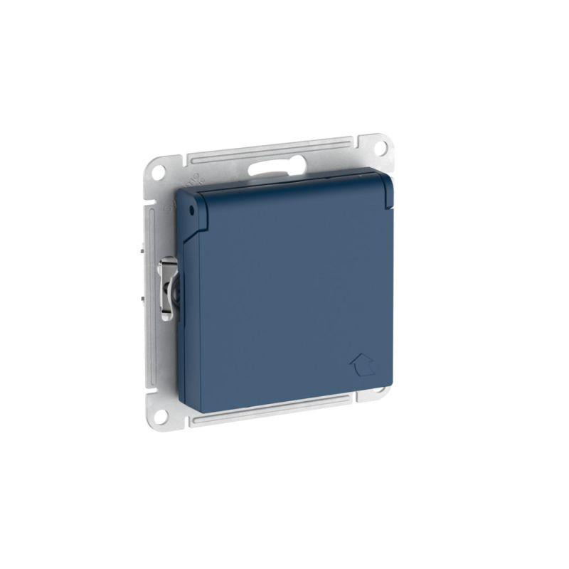 Розетка AtlasDesign 16А IP20 с заземл. защ. шторки с крышкой быстрозажим. клем. механизм аквамарин SE ATN001146S