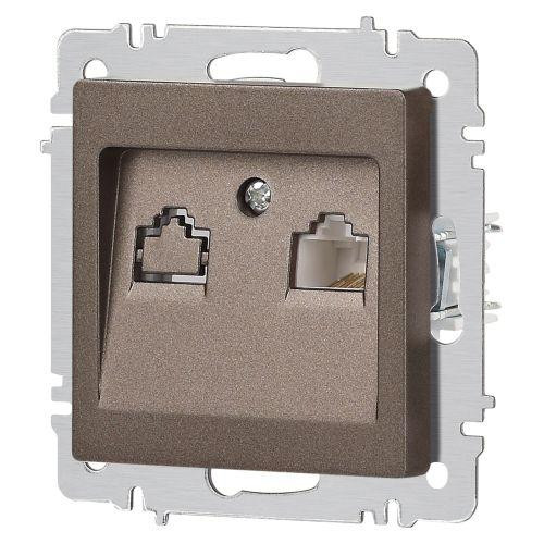 картинка Розетка компьютерная 1-м СП Accent 6-303-08 RJ45 IP20 бронза Intro Б0063639
