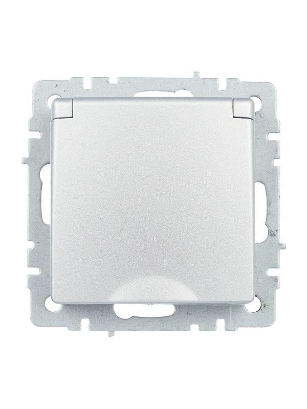 картинка Розетка BRITE РСбш10-3-44-БрА 16А IP44 с заземл. защ. шторки с крышкой механизм алюм. IEK BR-R16-16-44-K47