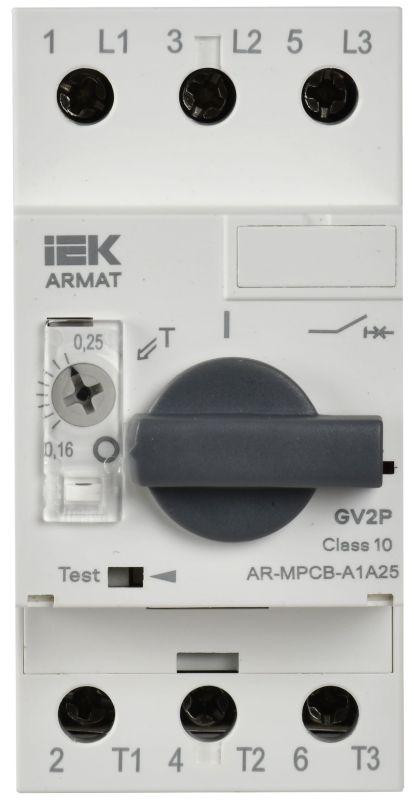 Выключатель автоматический защиты двигателя A1 GV2P 0.16-0.25А ARMAT IEK AR-MPCB-A1A25