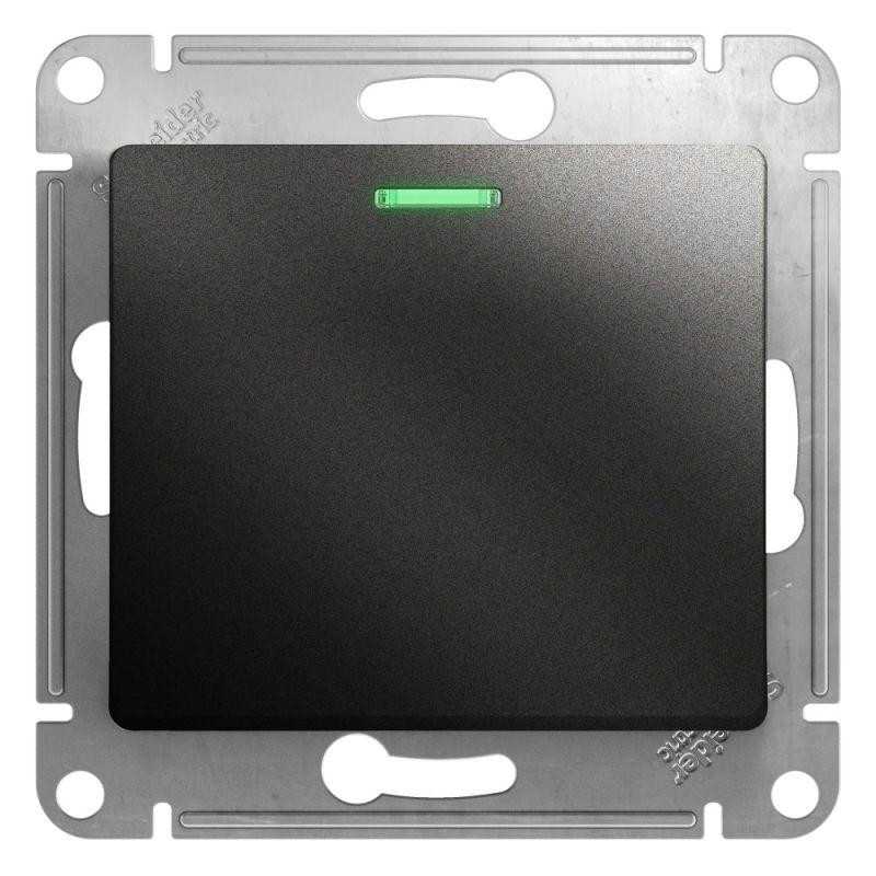 картинка Выключатель 1-кл. СП Glossa 10А IP20 (сх. 1а) 10AX с подсветкой механизм антрацит SE GSL000713
