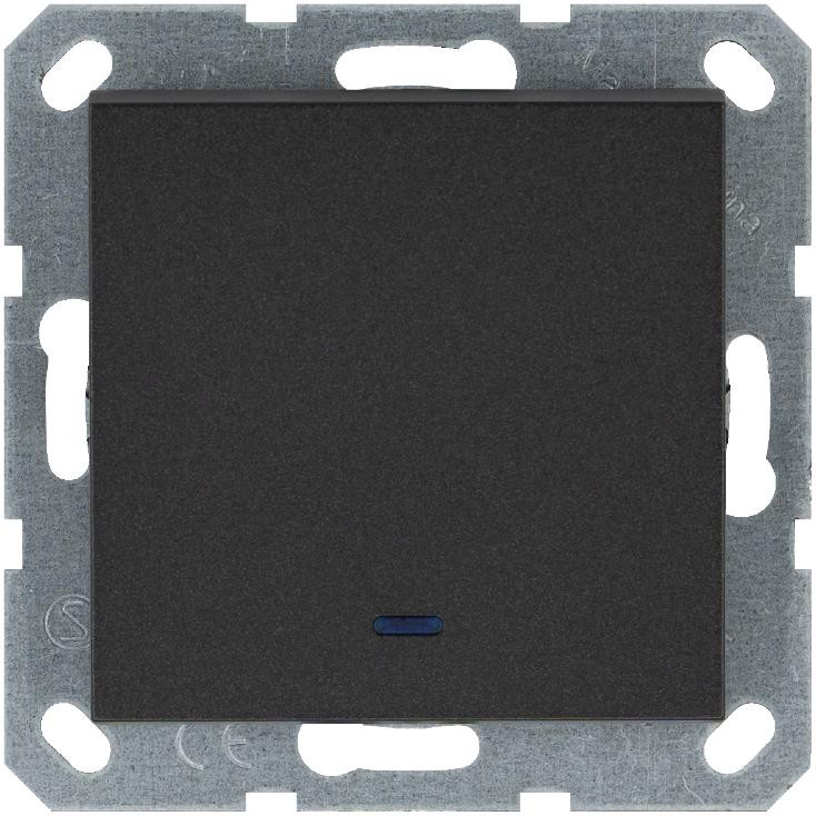 Переключатель проходной 1-кл. 10А IP20 с подсветкой механизм антрацит Jasmart G3012NB