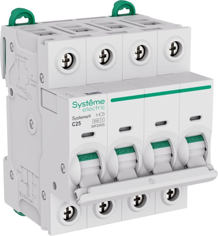 Выключатель автоматический 4п C 25А 6кА Systeme9 400В SE S9F22425