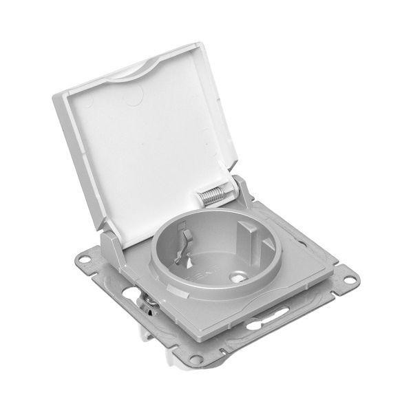 картинка Розетка СП Эпика 16А IP44 с заземл. защ. шторки с крышкой механизм алюм. EKF UP1-SOA-111-44